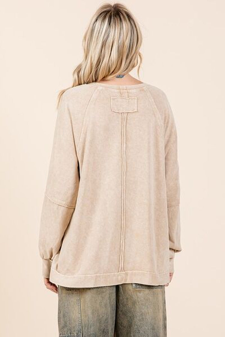 Mittoshop Mineral Wash Raglan Long Sleeve Oversized Top