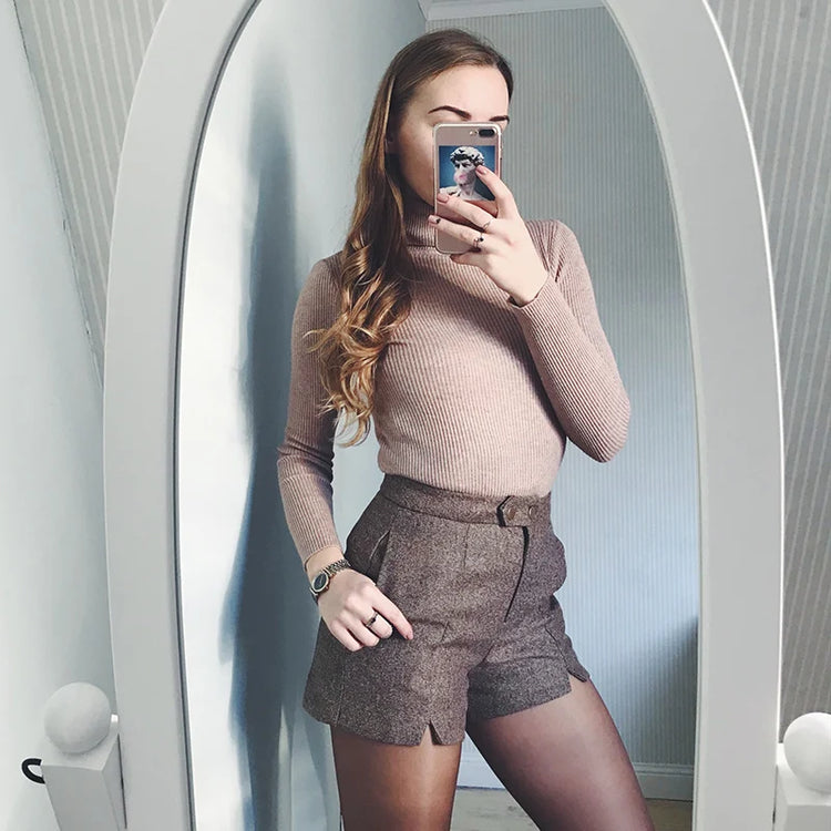 Fine-Knit Turtleneck Sweater