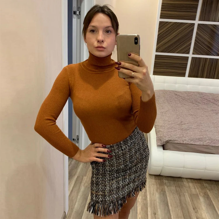 Fine-Knit Turtleneck Sweater