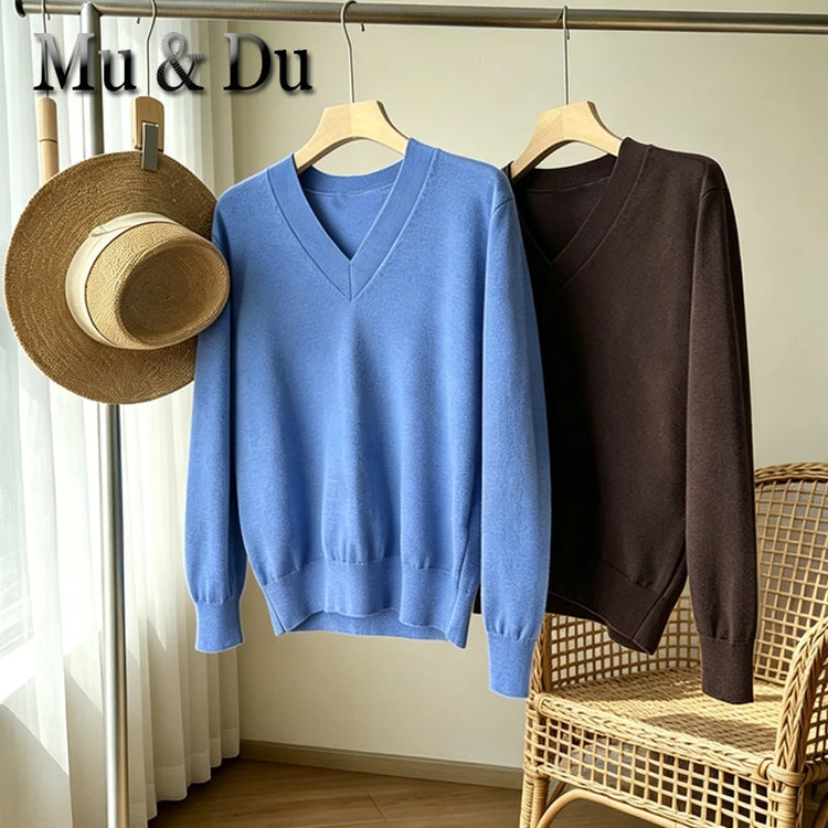 Vintage Wool-Blend V-Neck Sweater