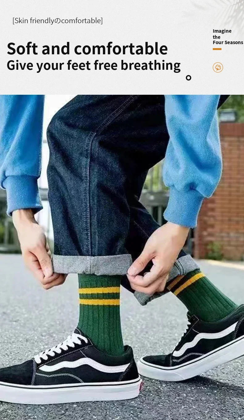 Men's Vintage Athletic Socks, 5 Pairs