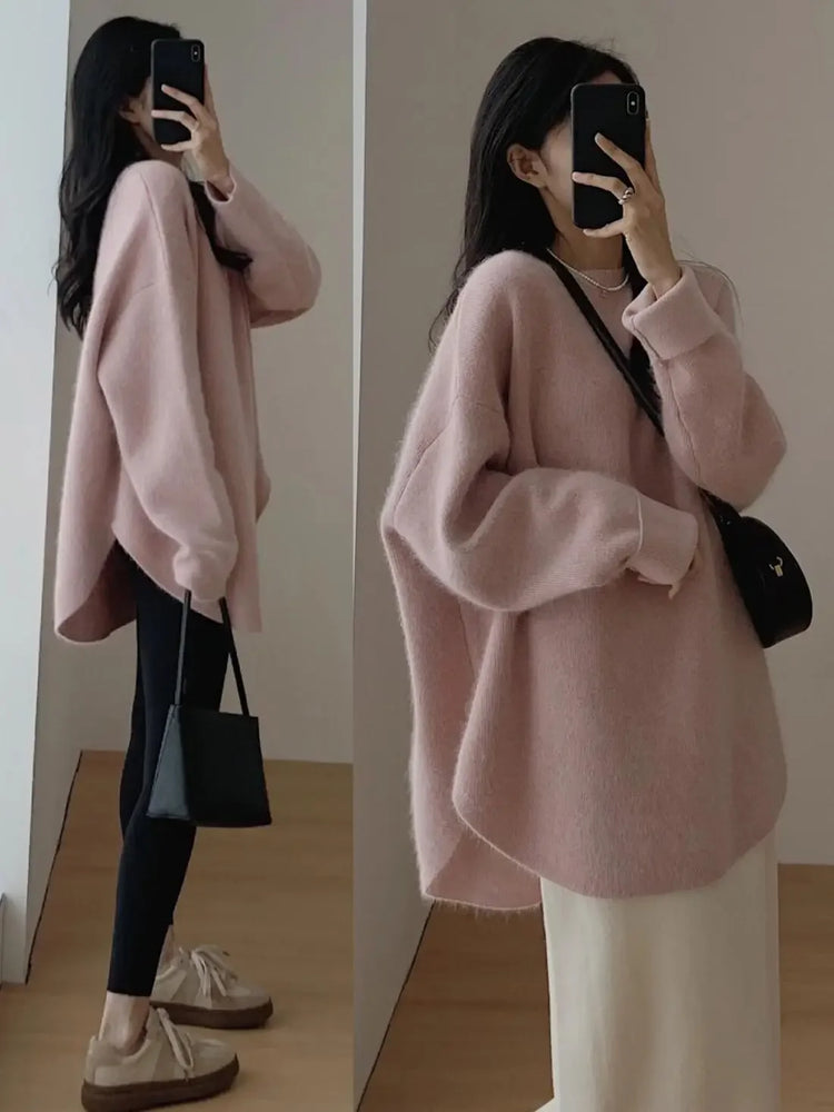 Long Red Knit Sweater