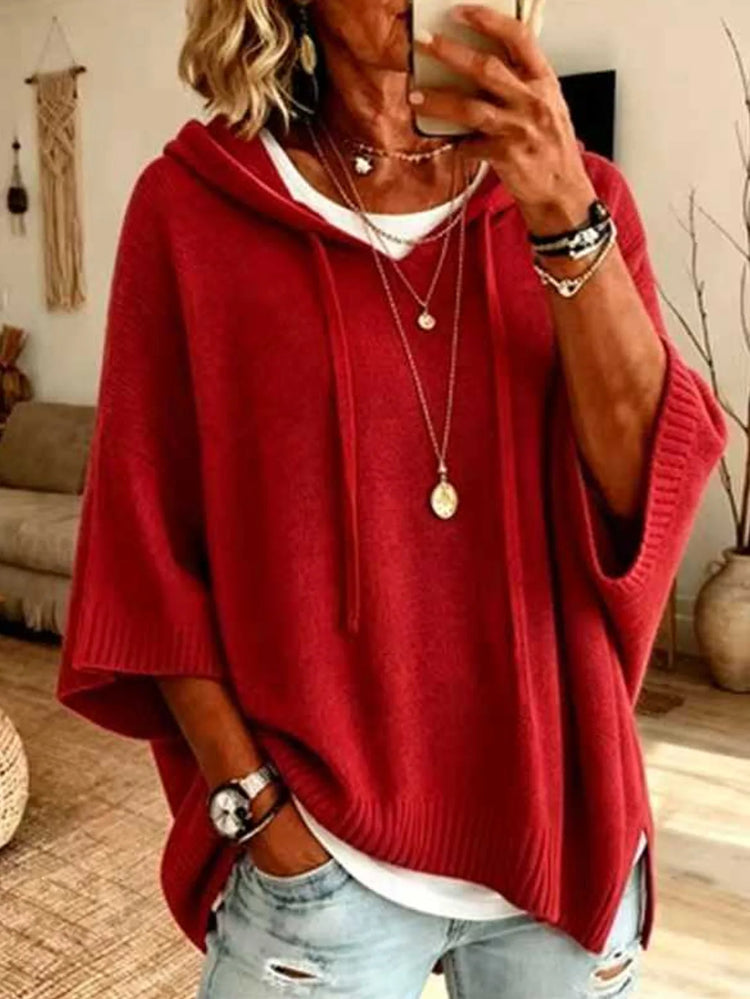 Hooded Knit Pullover Sweater