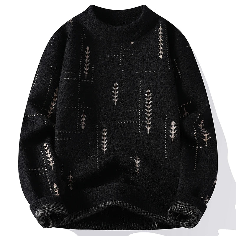 Men's Fuzzy Pattern Knit Sweater