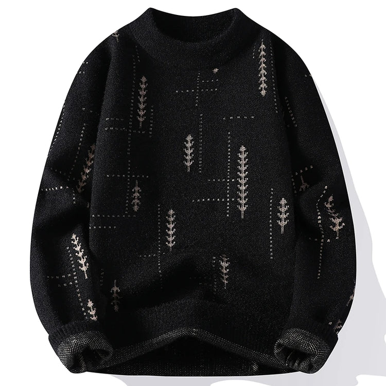 Men's Fuzzy Pattern Knit Sweater