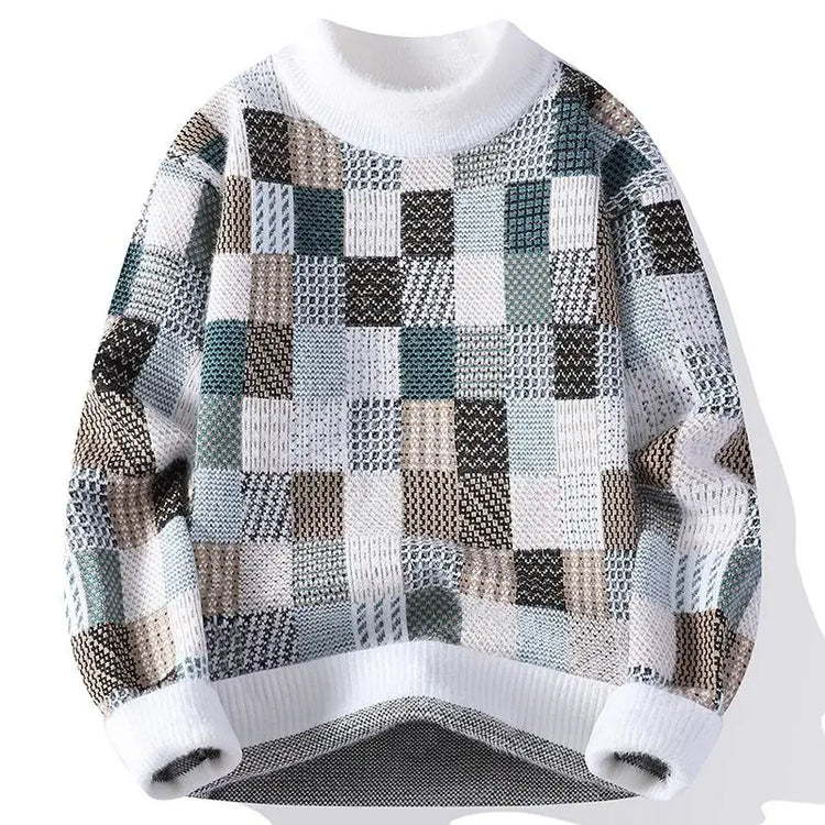 Men's Fuzzy Pattern Knit Sweater