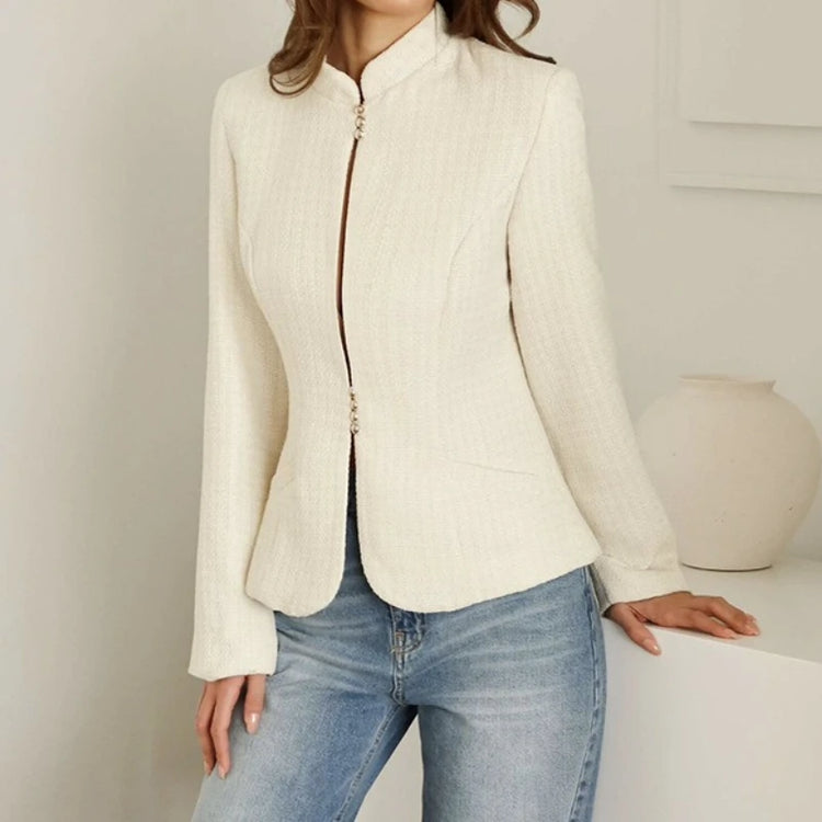 Stand-Collar Slim Blazer Jacket