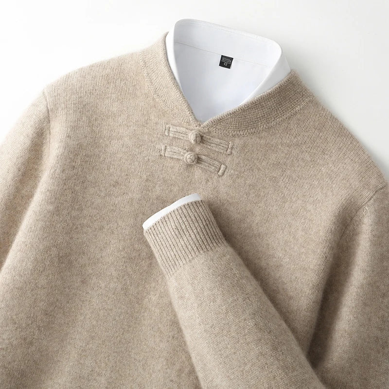 Men's Stand-Collar Button Sweater