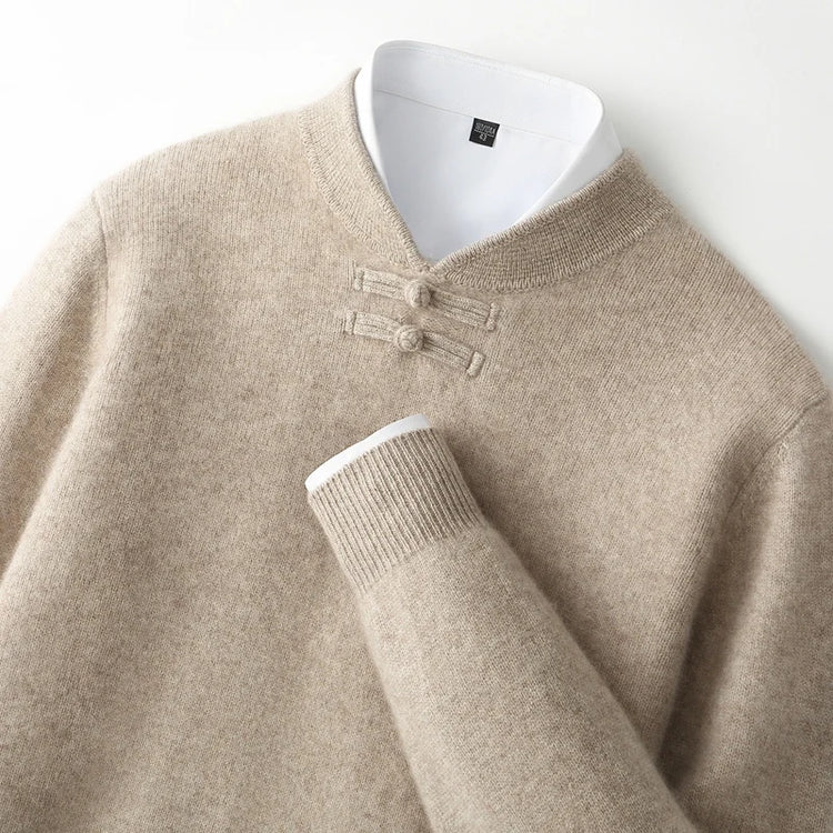 Men's Stand-Collar Button Sweater