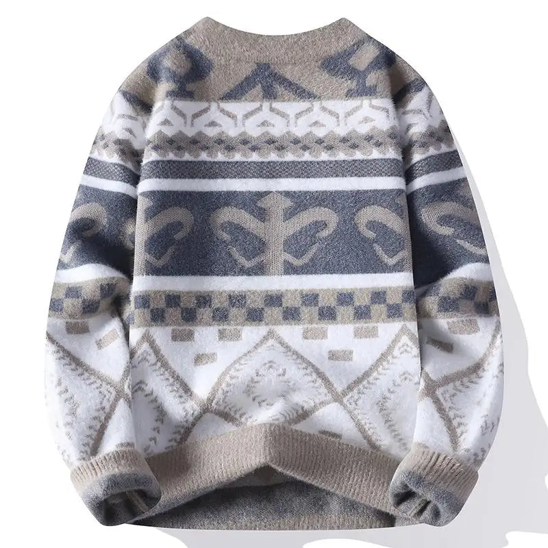 Men's Fuzzy Pattern Knit Sweater
