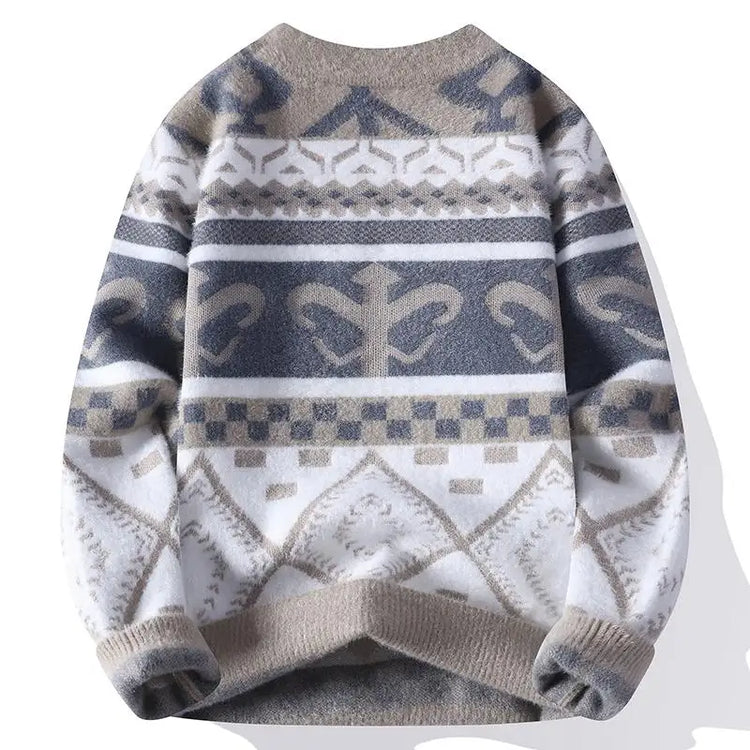 Men's Fuzzy Pattern Knit Sweater