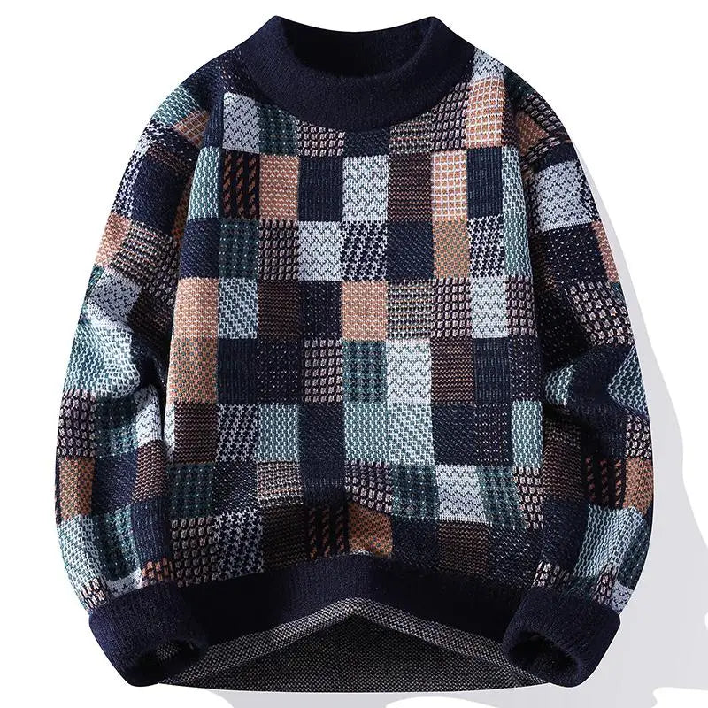 Men's Fuzzy Pattern Knit Sweater