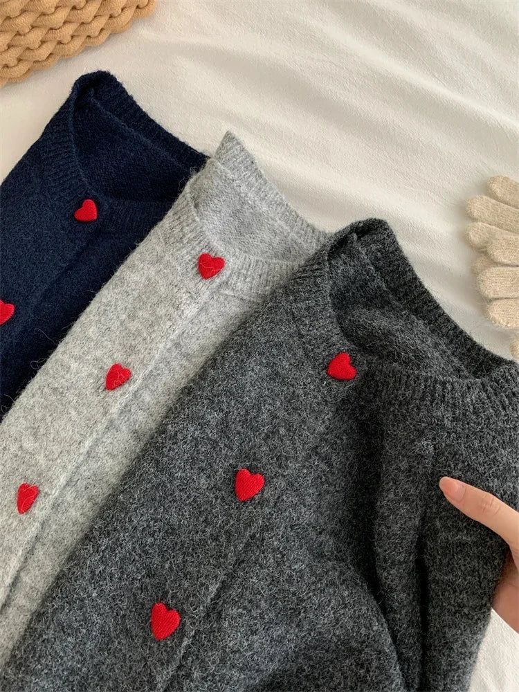 Heart-Buckle Knit Cardigan