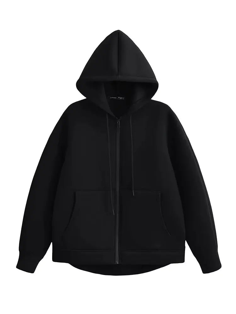 Gray Hooded Zip Jacket