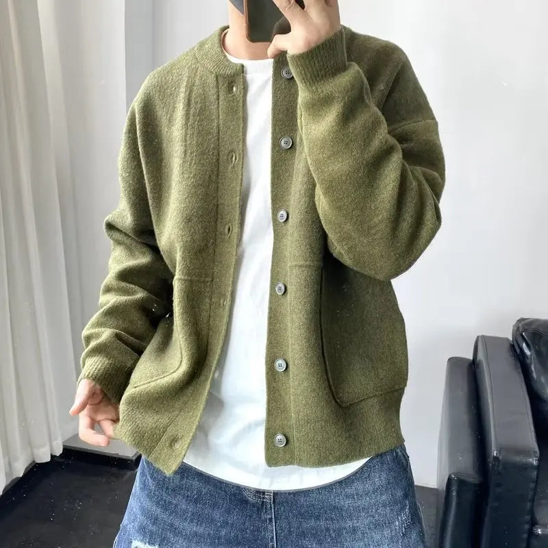 Men's Thick Knit Cardigan Sweater