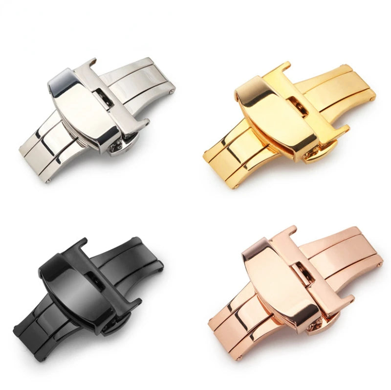 Watch Band Buckles 10mm 12mm 14mm16mm 20mm 22mm 24mm Stainless Steel Butterfly Buckle Polished Button Watchbands Clasp