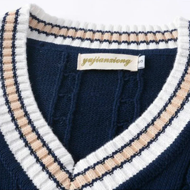 Men's Striped V-Neck Sweater Vest
