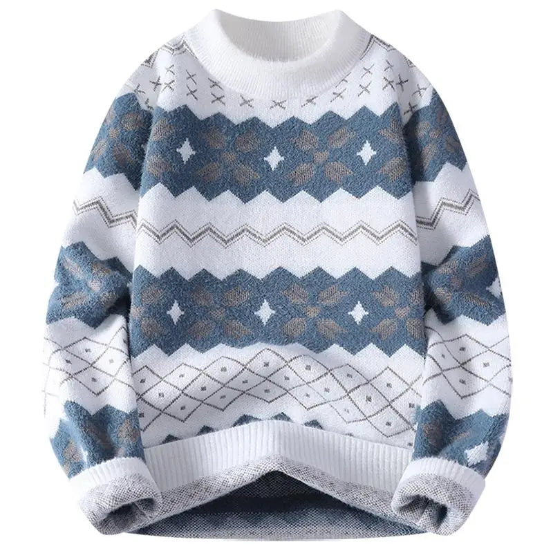 Men's Fuzzy Pattern Knit Sweater