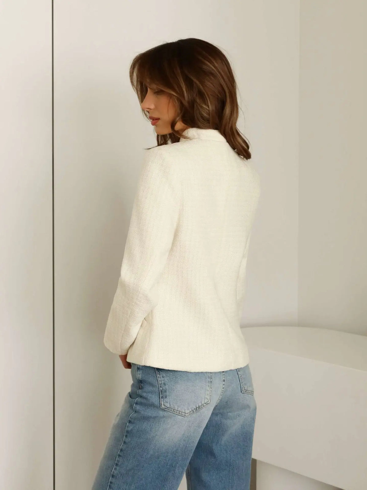 Stand-Collar Slim Blazer Jacket
