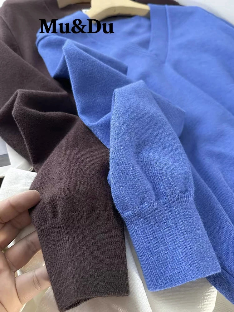 Vintage Wool-Blend V-Neck Sweater