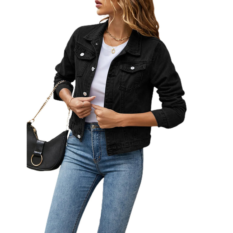 Slim Button-Front Denim Jacket