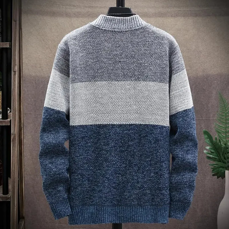 Men's Striped Zip Cardigan Sweater