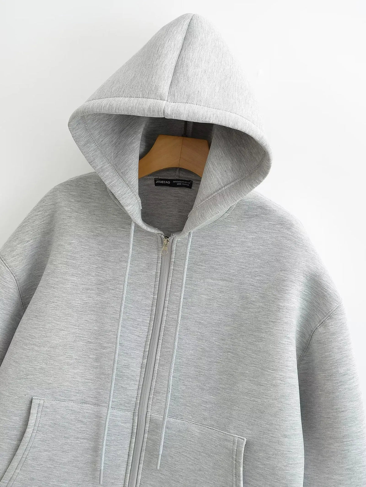 Gray Hooded Zip Jacket