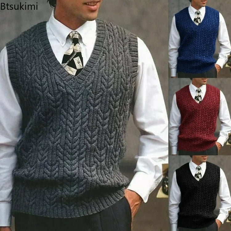 Men's Fleece V-Neck Sweater Vest