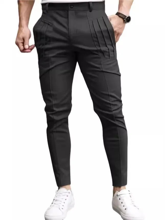 Men's Pleated Slim-Fit Pants