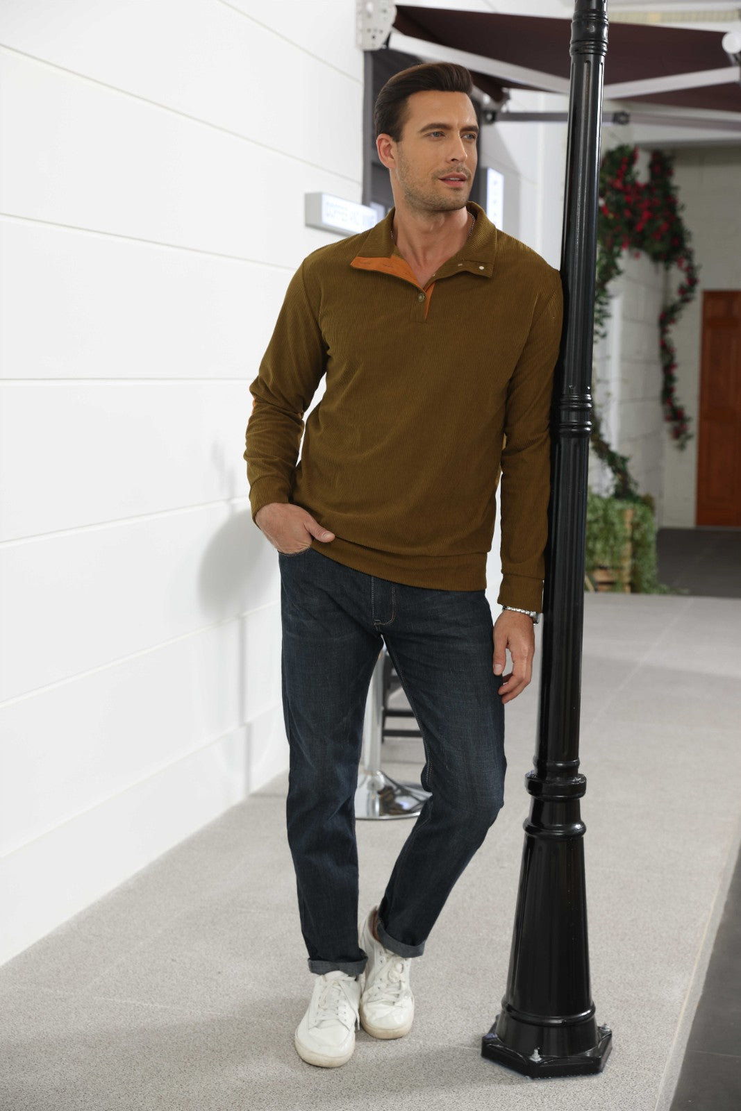 Men's Stand-Collar Pullover Sweater