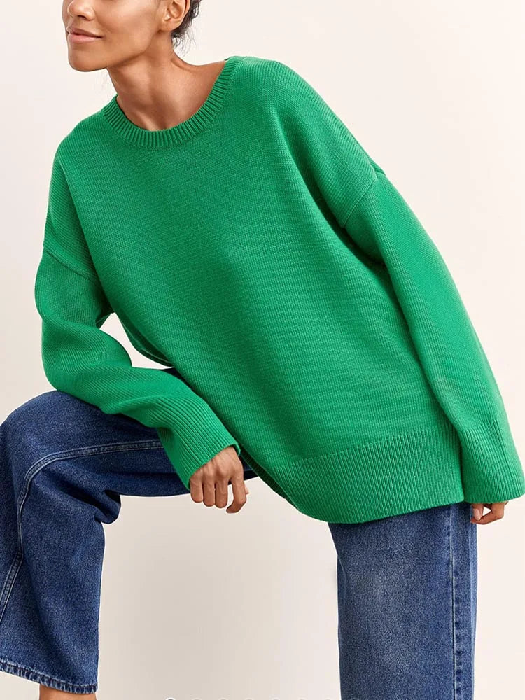 Oversized Crewneck Knit Sweater