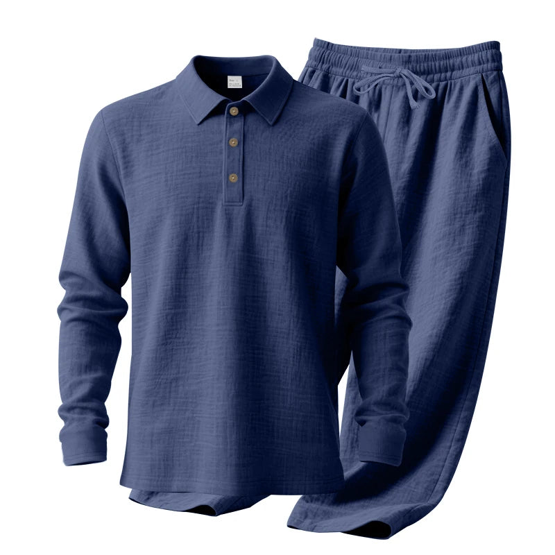 Men's Polo Shirt & Straight-Leg Pants Set
