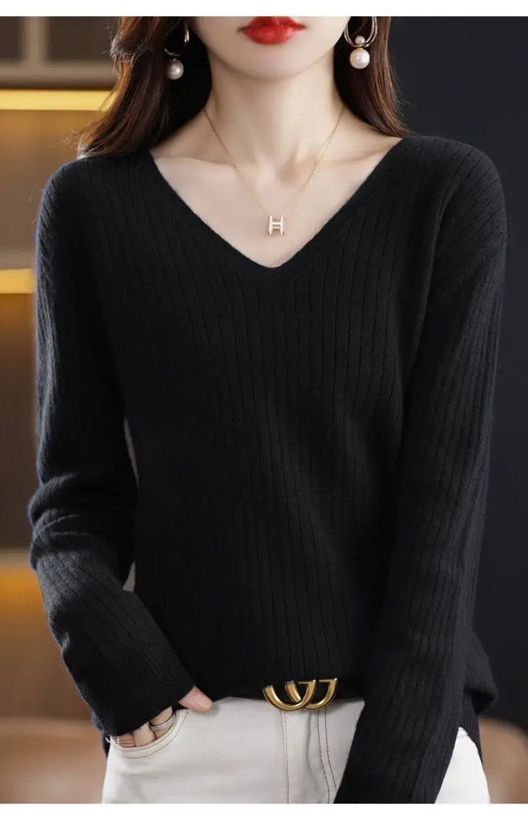 Classic V-Neck Knit Sweater