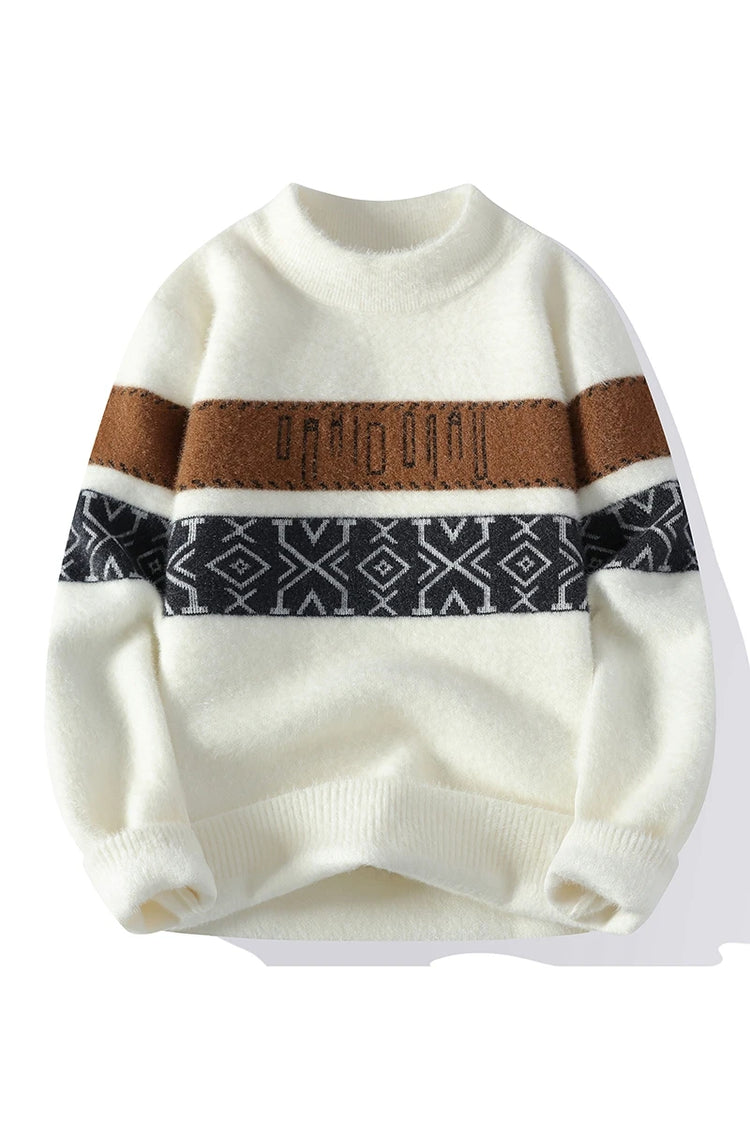 Men's Fuzzy Pattern Knit Sweater