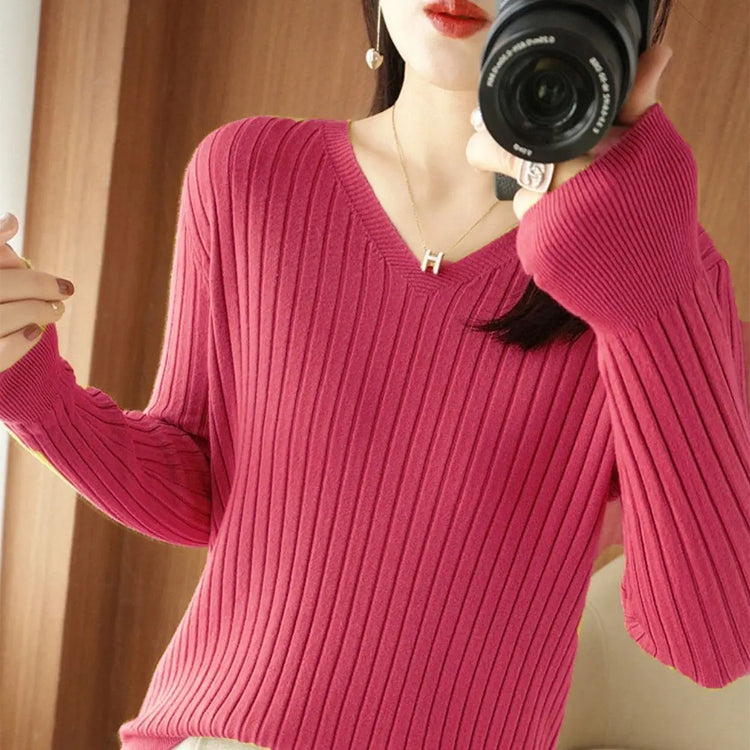 Classic V-Neck Knit Sweater