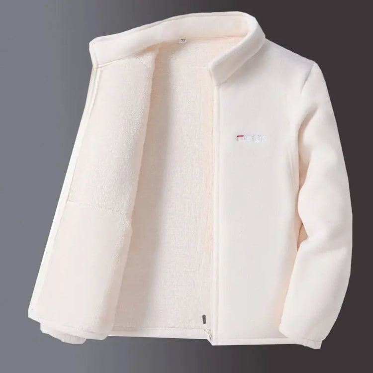 Thickened Fleece Jacket Women's Autumn Winter Casual Loose Windproof Warm Stand Collar Fleece Lined Coat for Mom Outdoor Camp...