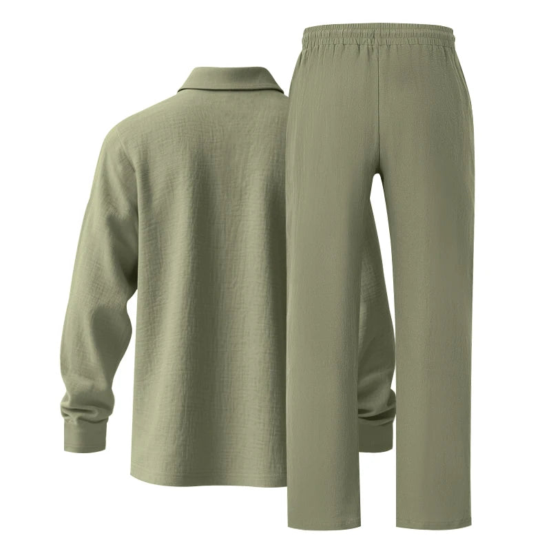 Men's Polo Shirt & Straight-Leg Pants Set