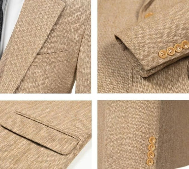 Men's Herringbone Three-Piece Suit