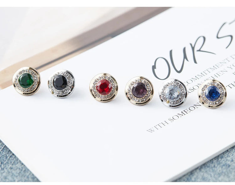 5pcs Fashionable Gemstone Buttons 11.5mm Small Luxurious Metal Shank Buttons Woman's Clothing Decorative Buttons