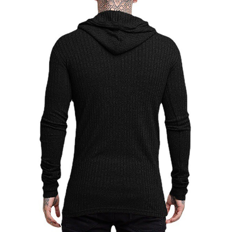 Men's Ribbed Knit Hoodie Sweater