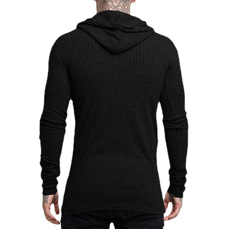 Men's Ribbed Knit Hoodie Sweater