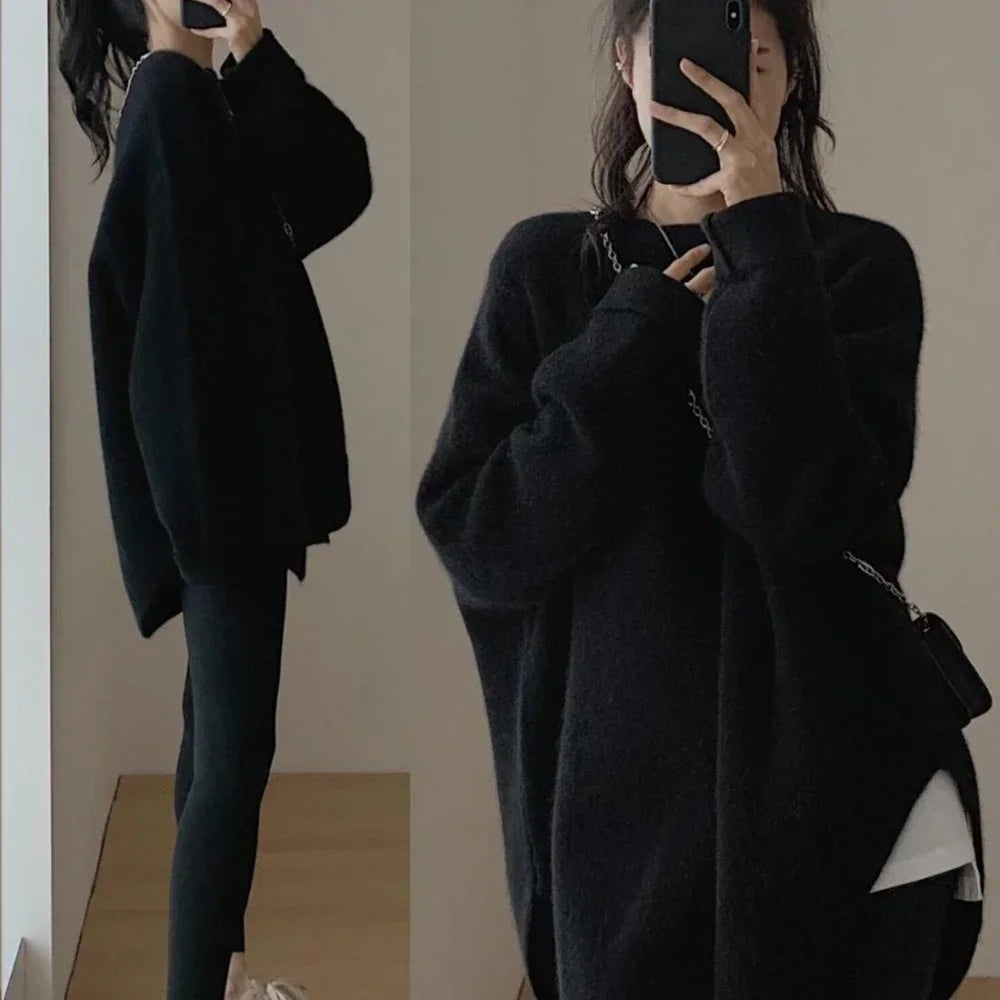 Long Red Knit Sweater