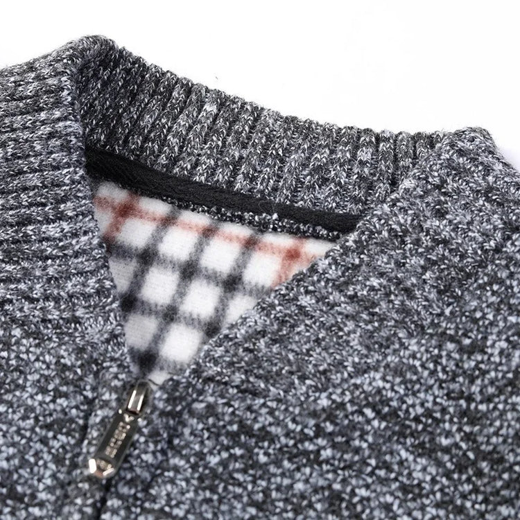Men's Striped Zip Cardigan Sweater