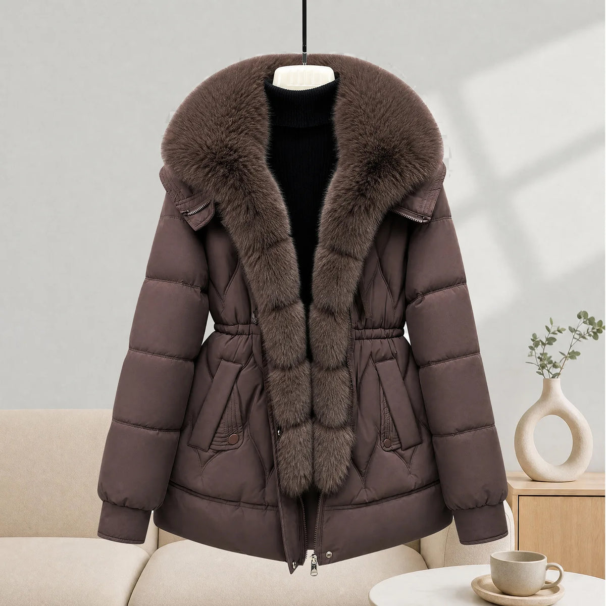 Fur-Collar Puffer Jacket
