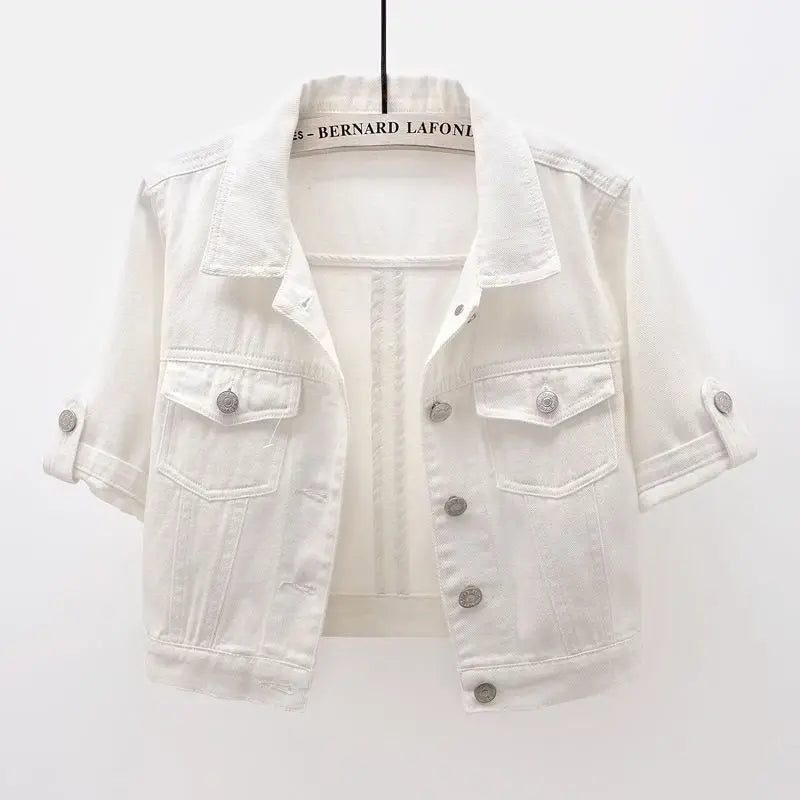 Denim Jacket Women 2023 Three Quarter Sleeves Jean Jacket Woman  Comfortable Denim Coat Chaqueta Vaquera Mujer Veste Jeans Femme