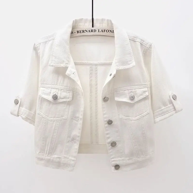 Denim Jacket Women 2023 Three Quarter Sleeves Jean Jacket Woman  Comfortable Denim Coat Chaqueta Vaquera Mujer Veste Jeans Femme