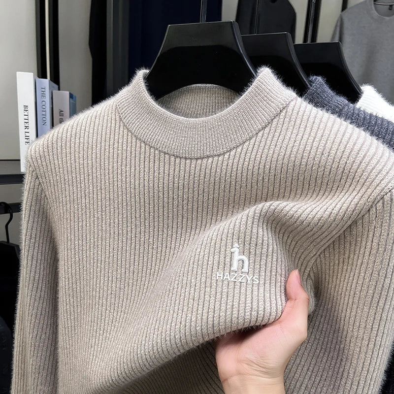 Men's Semi-High Neck Knit Sweater