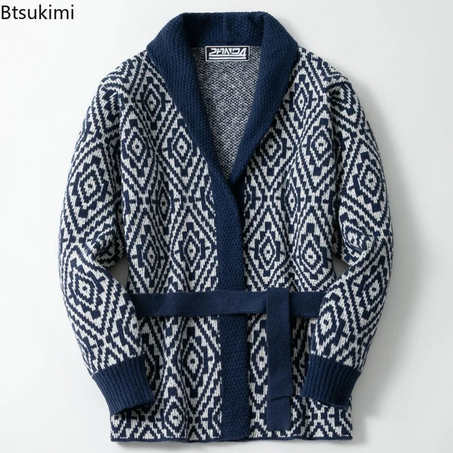 Men's Striped Jacquard Cardigan Sweater