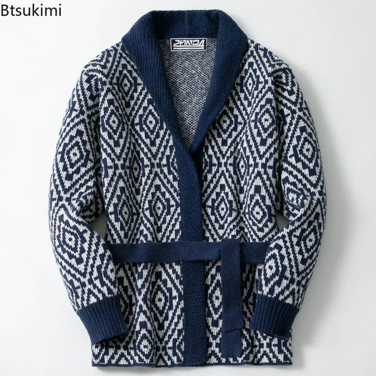 Men's Striped Jacquard Cardigan Sweater