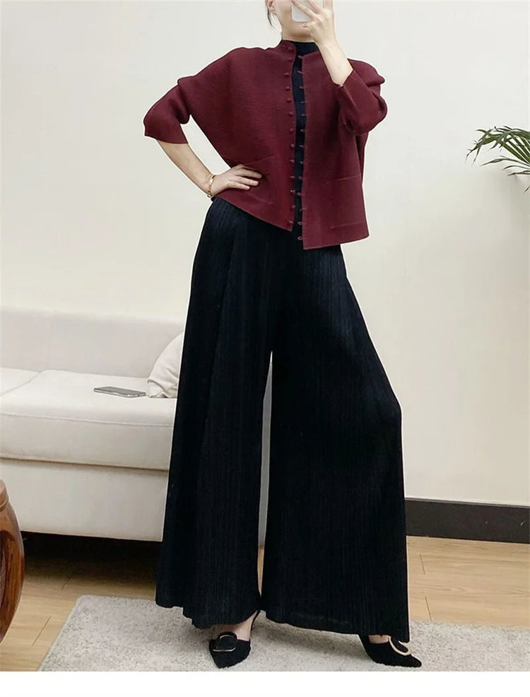 Pleated Bat-Sleeve Cropped Jacket